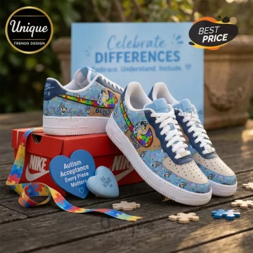 Bluey x Nike Air Force 1 Autism Awareness Puzzle Piece Collectible Shoes