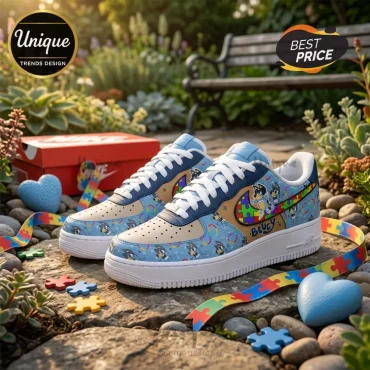 Bluey x Nike Air Force 1 Autism Awareness Puzzle Piece Collectible Shoes