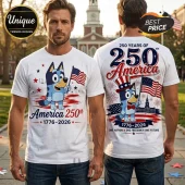 Bluey x USA 250th Anniversary 1776-2026 Patriotic Collectible Graphic T-Shirt