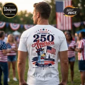 Bluey x USA 250th Anniversary 1776-2026 Patriotic Collectible Graphic T-Shirt