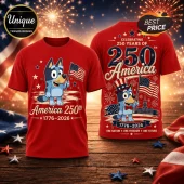 Bluey x USA 250th Anniversary 1776-2026 Patriotic Collectible Graphic T-Shirt