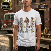 Bluey's Fire Crew Firefighter Cartoon White Collectible Graphic T-Shirt