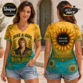 Bon Jovi Sunflower Tie Dye V-Neck T-Shirt