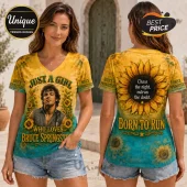 Bruce Springsteen Born To Run Sunflower V-Neck T-Shirt