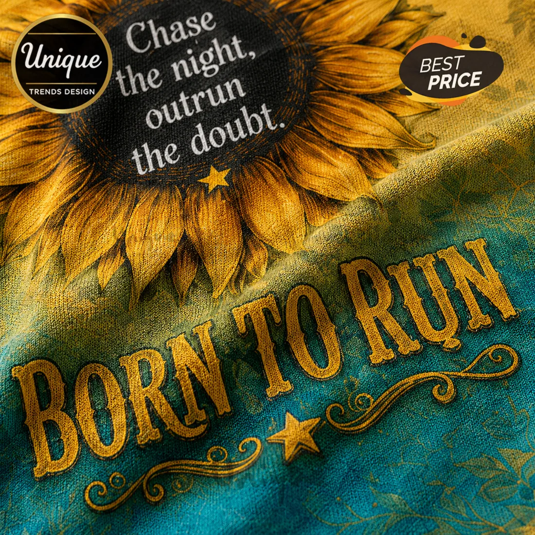 Bruce Springsteen Born To Run Sunflower V-Neck T-Shirt Bruce Springsteen Born To Run Sunflower V-Neck T-Shirt