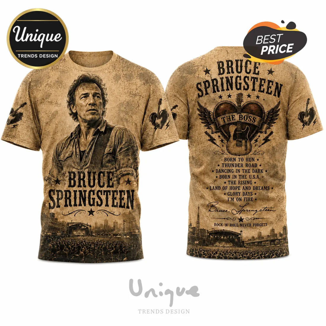 Bruce Springsteen Premium Portrait and E Street Band T-Shirt Bruce Springsteen Premium Portrait and E Street Band T-Shirt