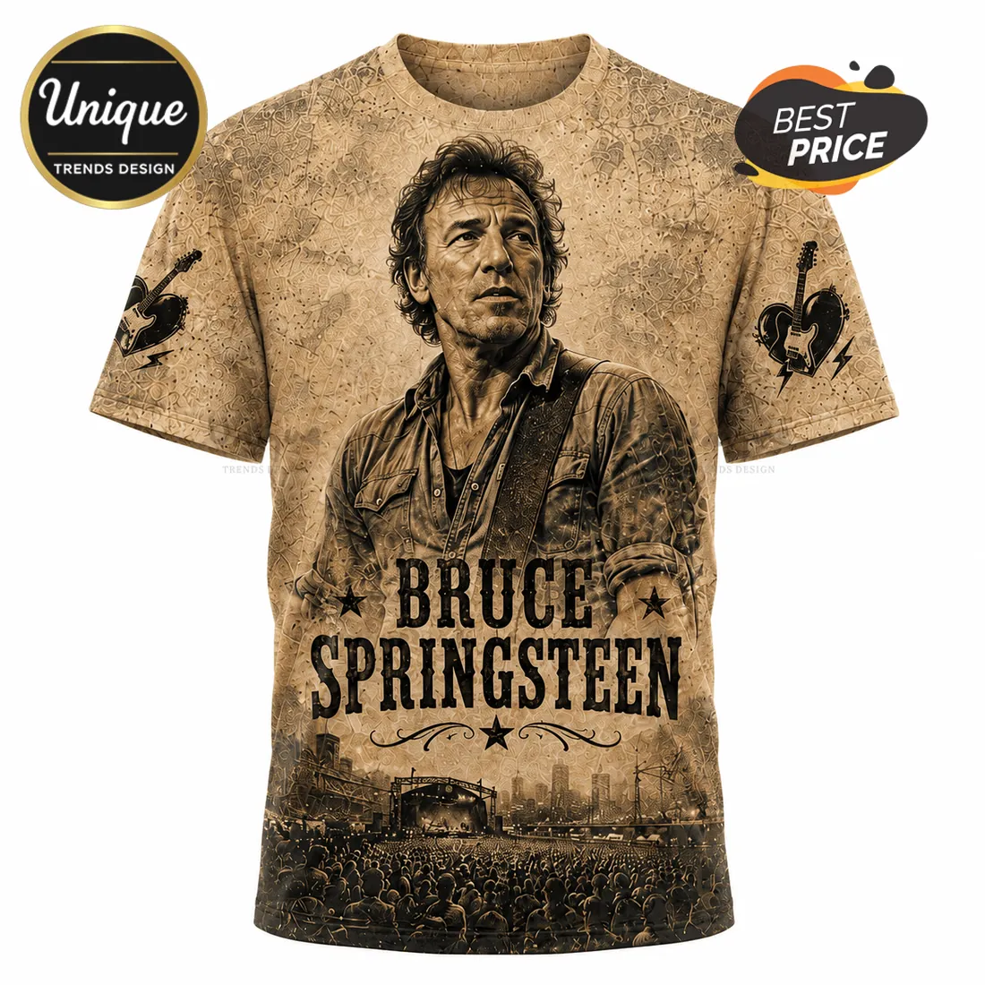 Bruce Springsteen Premium Portrait and E Street Band T-Shirt Bruce Springsteen Premium Portrait and E Street Band T-Shirt