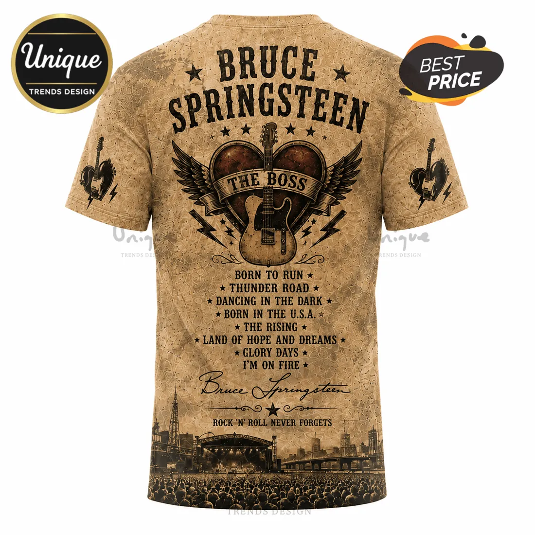 Bruce Springsteen Premium Portrait and E Street Band T-Shirt Bruce Springsteen Premium Portrait and E Street Band T-Shirt