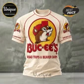 Buc-ee’s Texas Road Trips And Beaver Chips Retro Beige T-Shirt