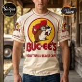 Buc-ee's Texas Road Trips And Beaver Chips Retro Beige T-Shirt