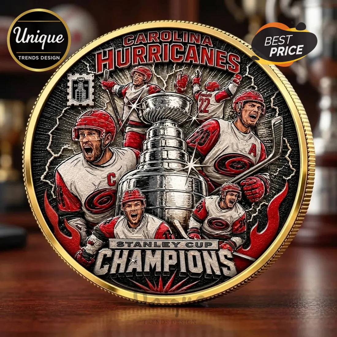 Carolina Hurricanes 2026 Stanley Cup Champions Gold Plated Collector Coin Carolina Hurricanes 2026 Stanley Cup Champions Gold Plated Collector Coin