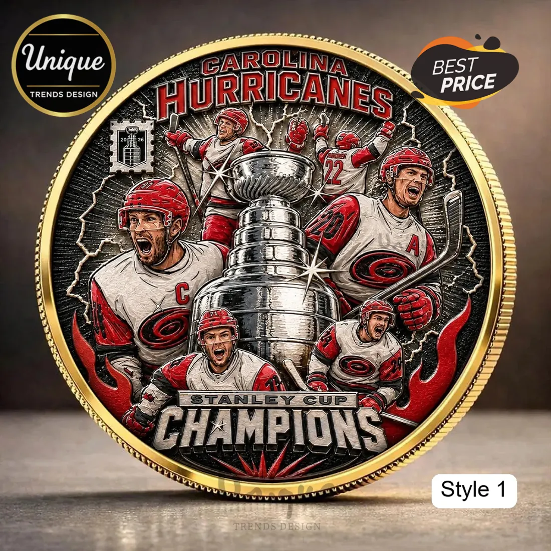Carolina Hurricanes 2026 Stanley Cup Champions Gold Plated Collector Coin Carolina Hurricanes 2026 Stanley Cup Champions Gold Plated Collector Coin