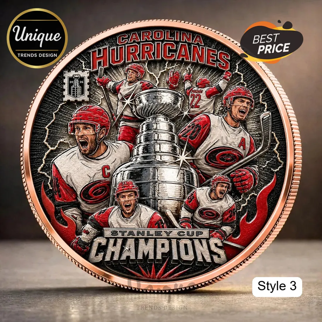 Carolina Hurricanes 2026 Stanley Cup Champions Gold Plated Collector Coin Carolina Hurricanes 2026 Stanley Cup Champions Gold Plated Collector Coin