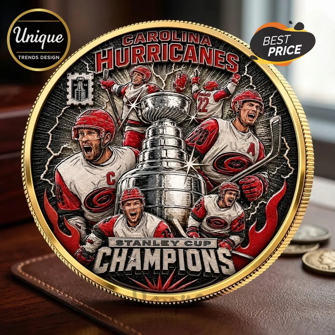 Carolina Hurricanes 2026 Stanley Cup Champions Gold Plated Collector Coin Carolina Hurricanes 2026 Stanley Cup Champions Gold Plated Collector Coin