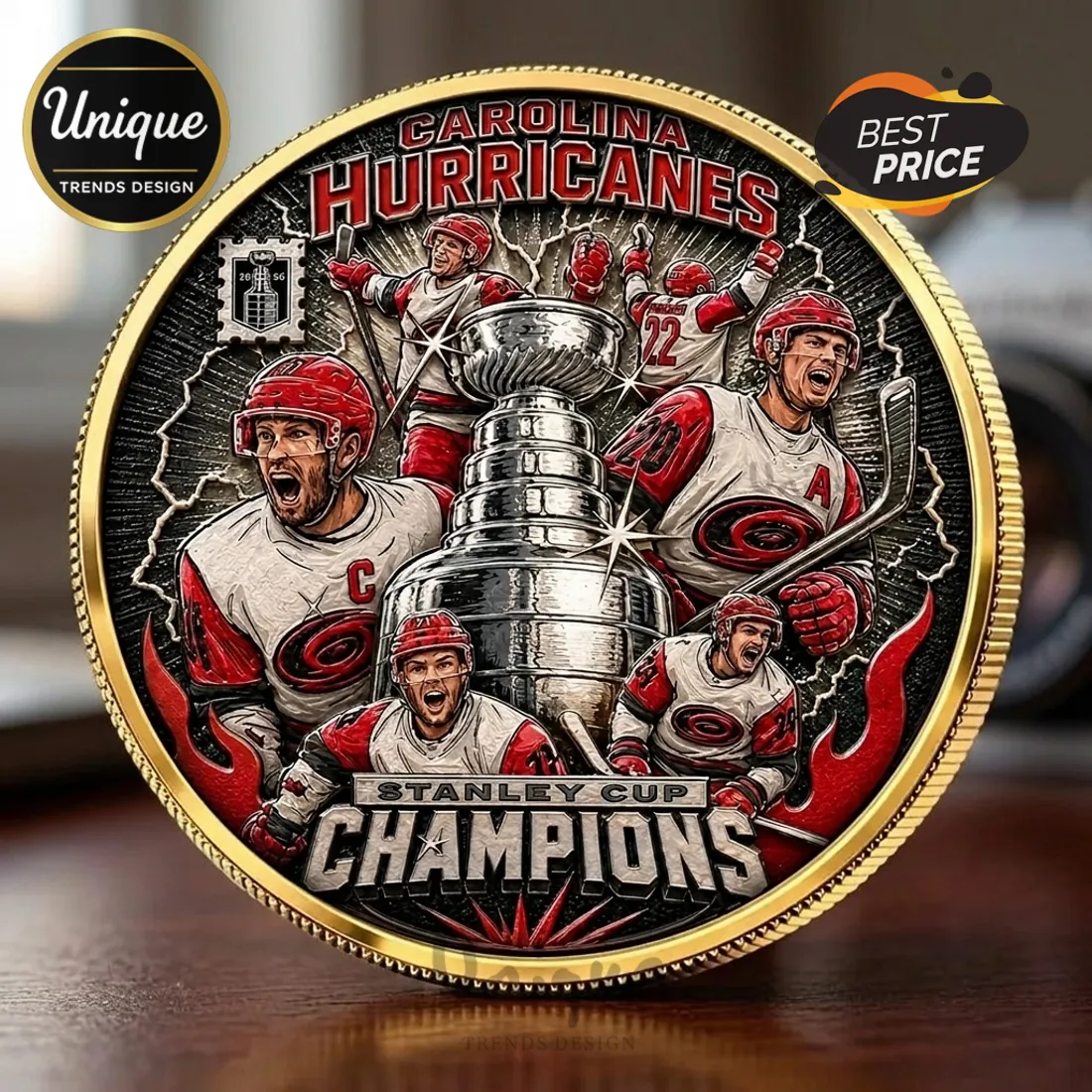 Carolina Hurricanes 2026 Stanley Cup Champions Gold Plated Collector Coin Carolina Hurricanes 2026 Stanley Cup Champions Gold Plated Collector Coin