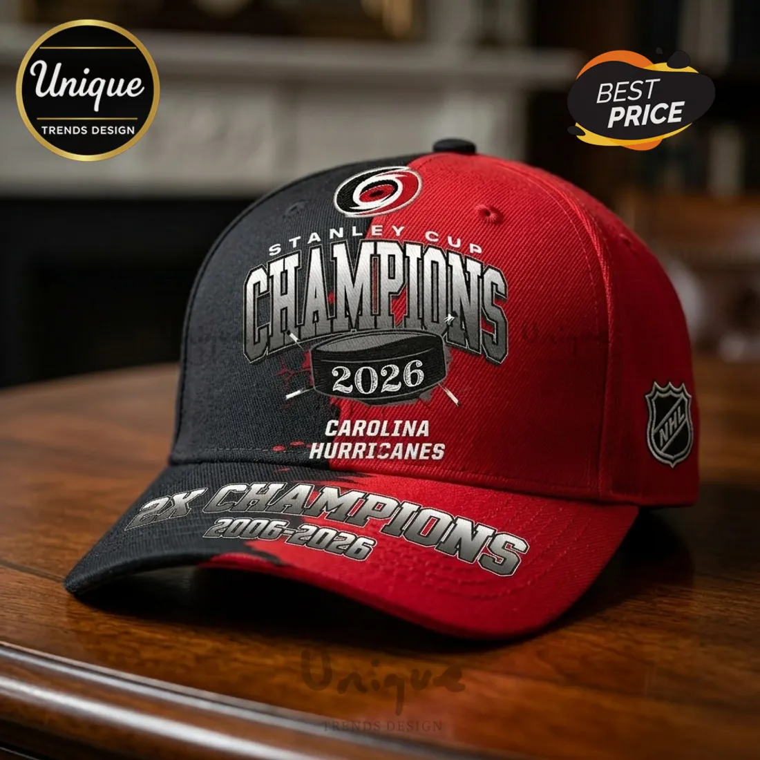 Carolina Hurricanes 2026 Stanley Cup Champions Split Baseball Cap Carolina Hurricanes 2026 Stanley Cup Champions Split Baseball Cap