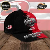 Carolina Hurricanes Stanley Cup 2026 baseball cap in black and red with championship graphics and 2X Champion text.!
