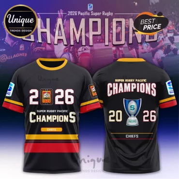 Chiefs Rugby 2026 Pacific Super Rugby Champions Black Sports T-Shirt