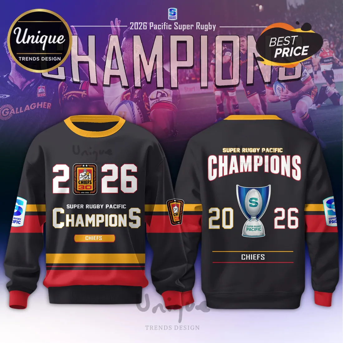 Chiefs Rugby 2026 Pacific Super Rugby Champions Black Sports T-Shirt Chiefs Rugby 2026 Pacific Super Rugby Champions Black Sports T-Shirt