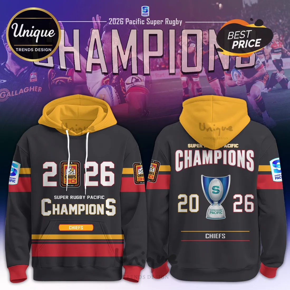 Chiefs Rugby 2026 Pacific Super Rugby Champions Hoodie Chiefs Rugby 2026 Pacific Super Rugby Champions Hoodie