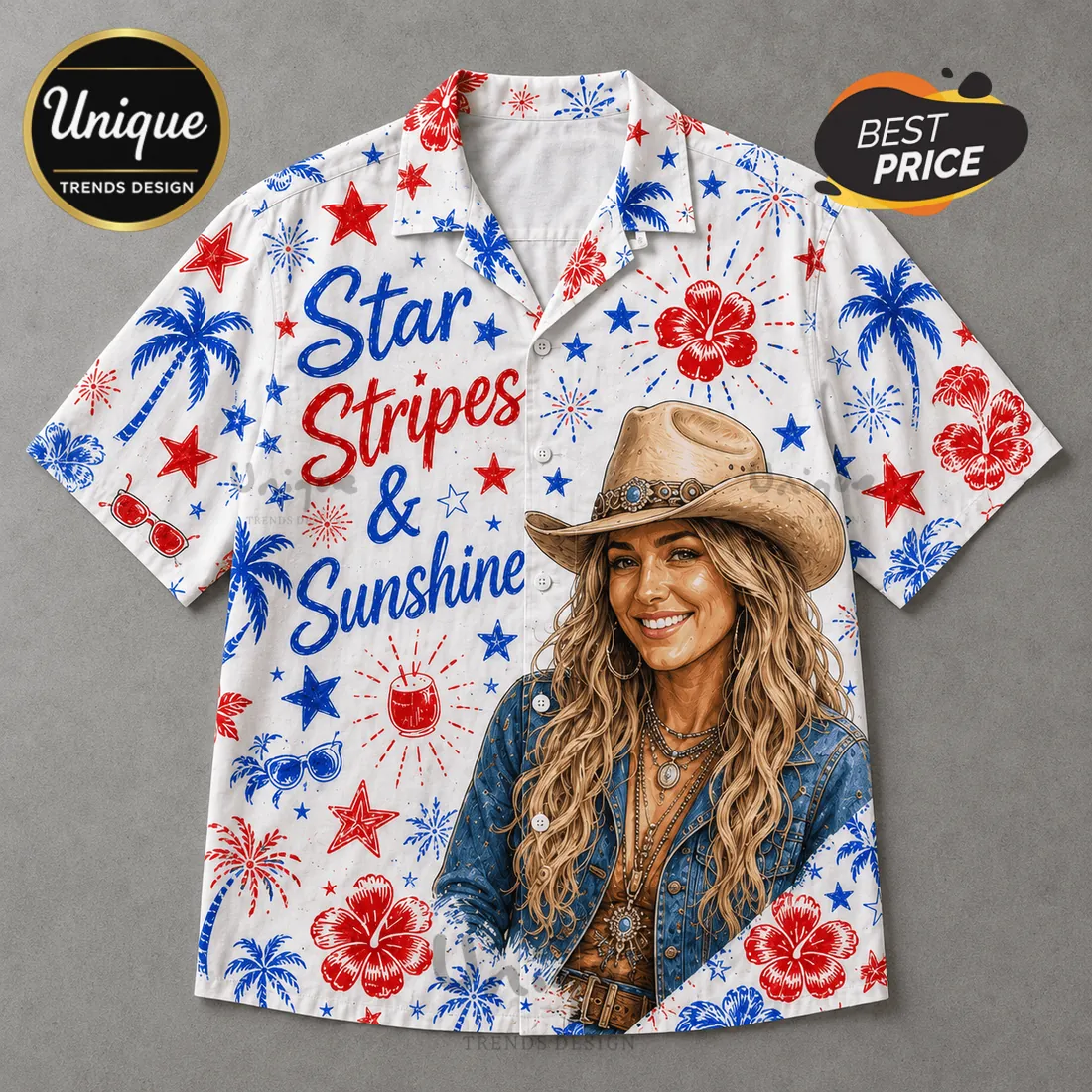 Chill The Fourth Out Cowgirl Patriotic Hawaiian Shirt Chill The Fourth Out Cowgirl Patriotic Hawaiian Shirt