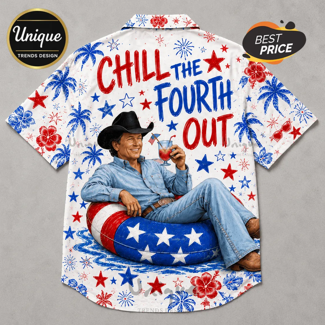 Chill The Fourth Out Star Stripes Sunshine Hawaiian Shirt Chill The Fourth Out Star Stripes Sunshine Hawaiian Shirt