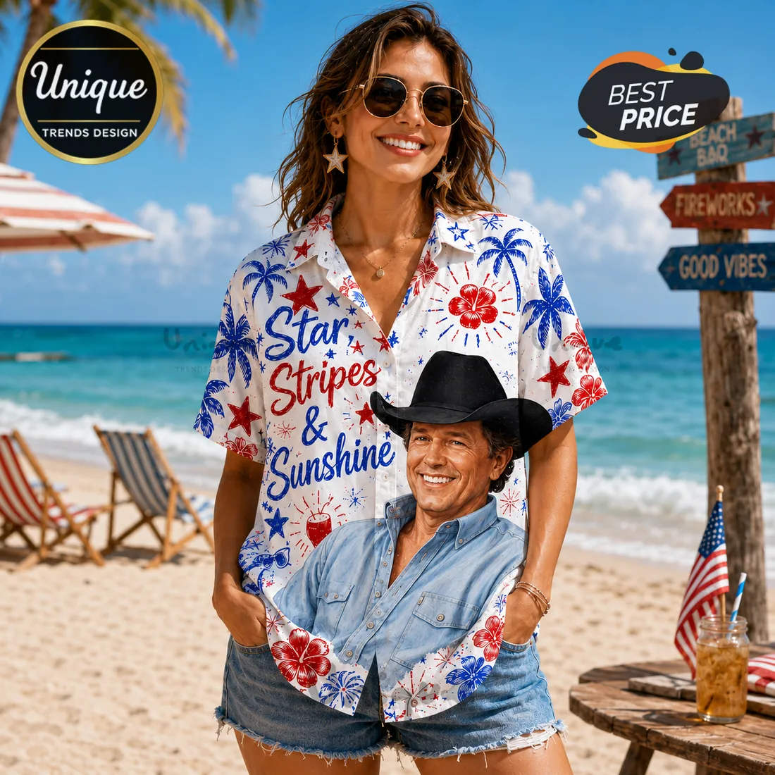 Chill The Fourth Out Star Stripes Sunshine Hawaiian Shirt Chill The Fourth Out Star Stripes Sunshine Hawaiian Shirt