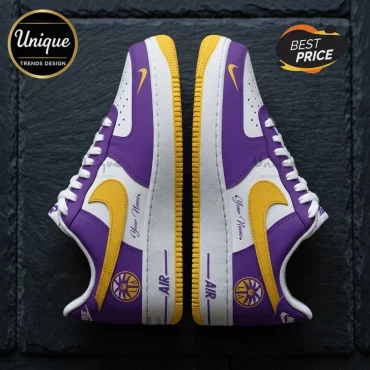 Custom Los Angeles Lakers Purple Yellow Nike Air Force 1