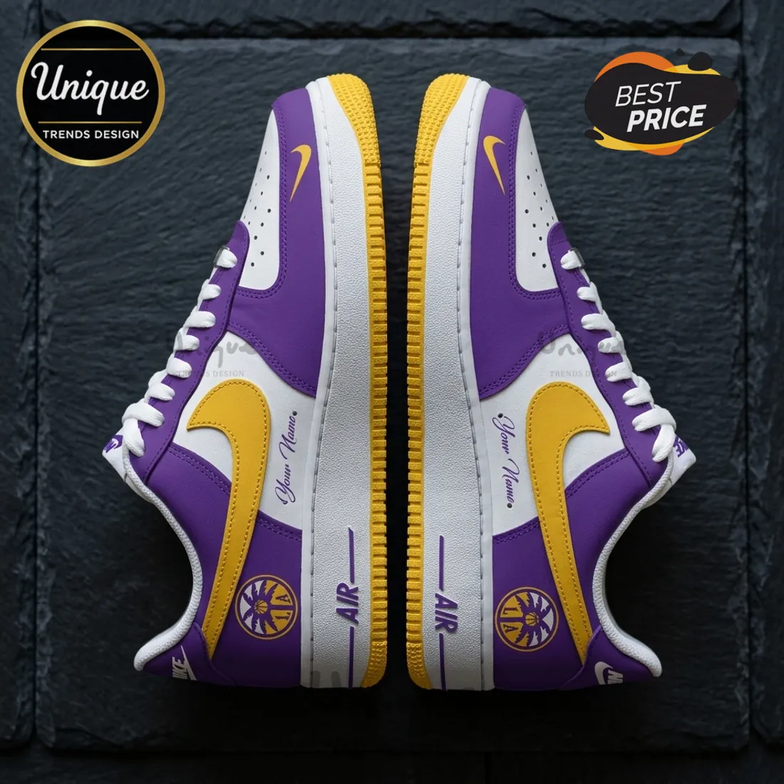Custom Los Angeles Lakers Purple Yellow Nike Air Force 1 Custom Los Angeles Lakers Purple Yellow Nike Air Force 1