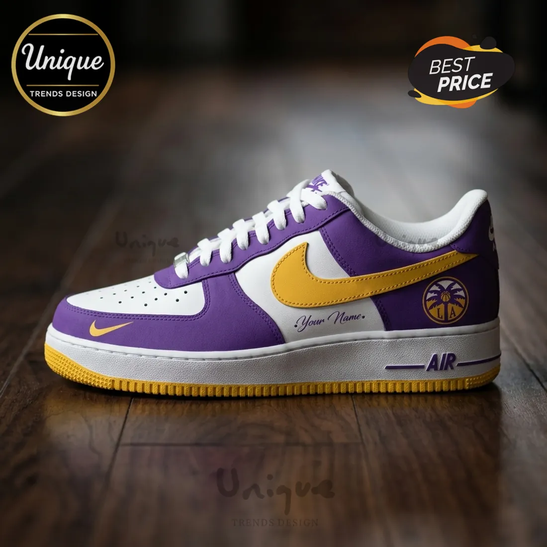 Custom Los Angeles Lakers Purple Yellow Nike Air Force 1 Custom Los Angeles Lakers Purple Yellow Nike Air Force 1