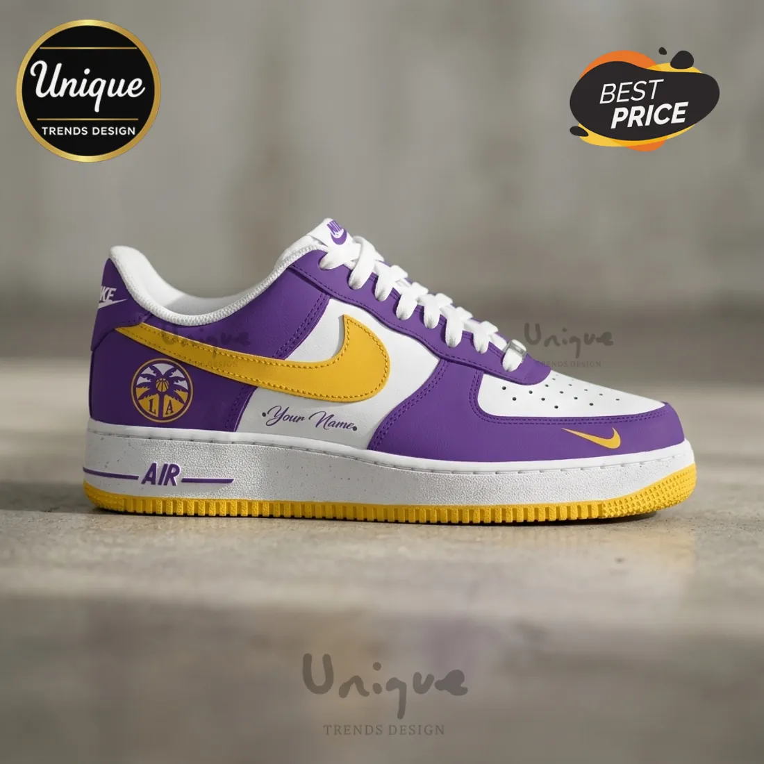 Custom Los Angeles Lakers Purple Yellow Nike Air Force 1 Custom Los Angeles Lakers Purple Yellow Nike Air Force 1
