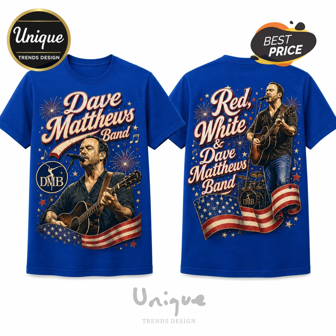 Dave Matthews Band Red White and Blue Crewneck Shirt Dave Matthews Band Red White and Blue Crewneck Shirt