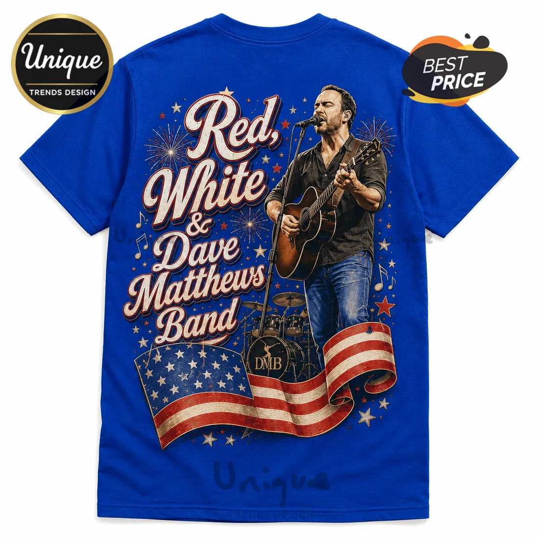 Dave Matthews Band Red White and Blue Crewneck Shirt Dave Matthews Band Red White and Blue Crewneck Shirt