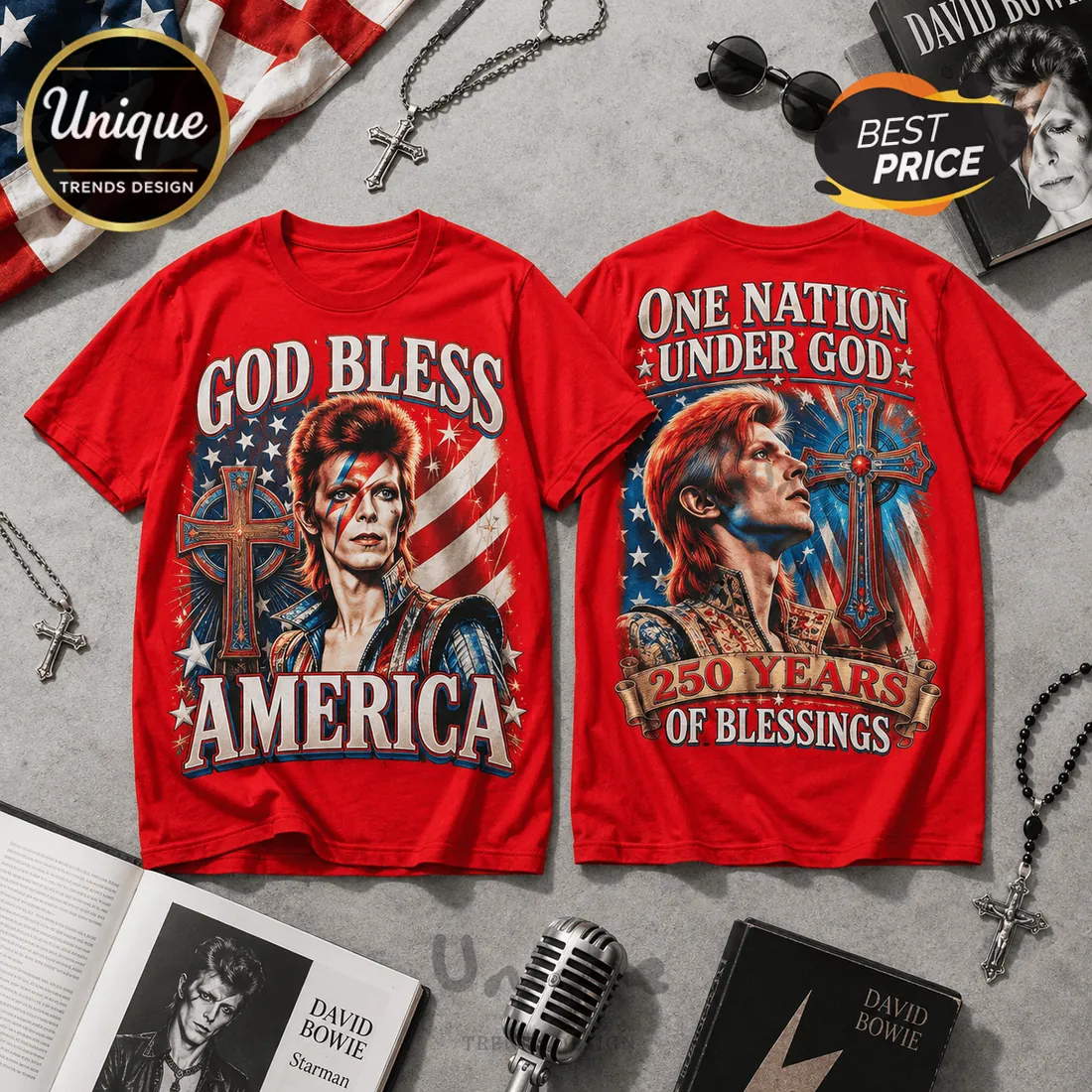 David Bowie One Nation Under God Vintage Red T-Shirt David Bowie One Nation Under God Vintage Red T-Shirt