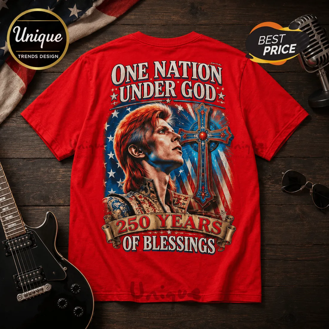 David Bowie One Nation Under God Vintage Red T-Shirt David Bowie One Nation Under God Vintage Red T-Shirt