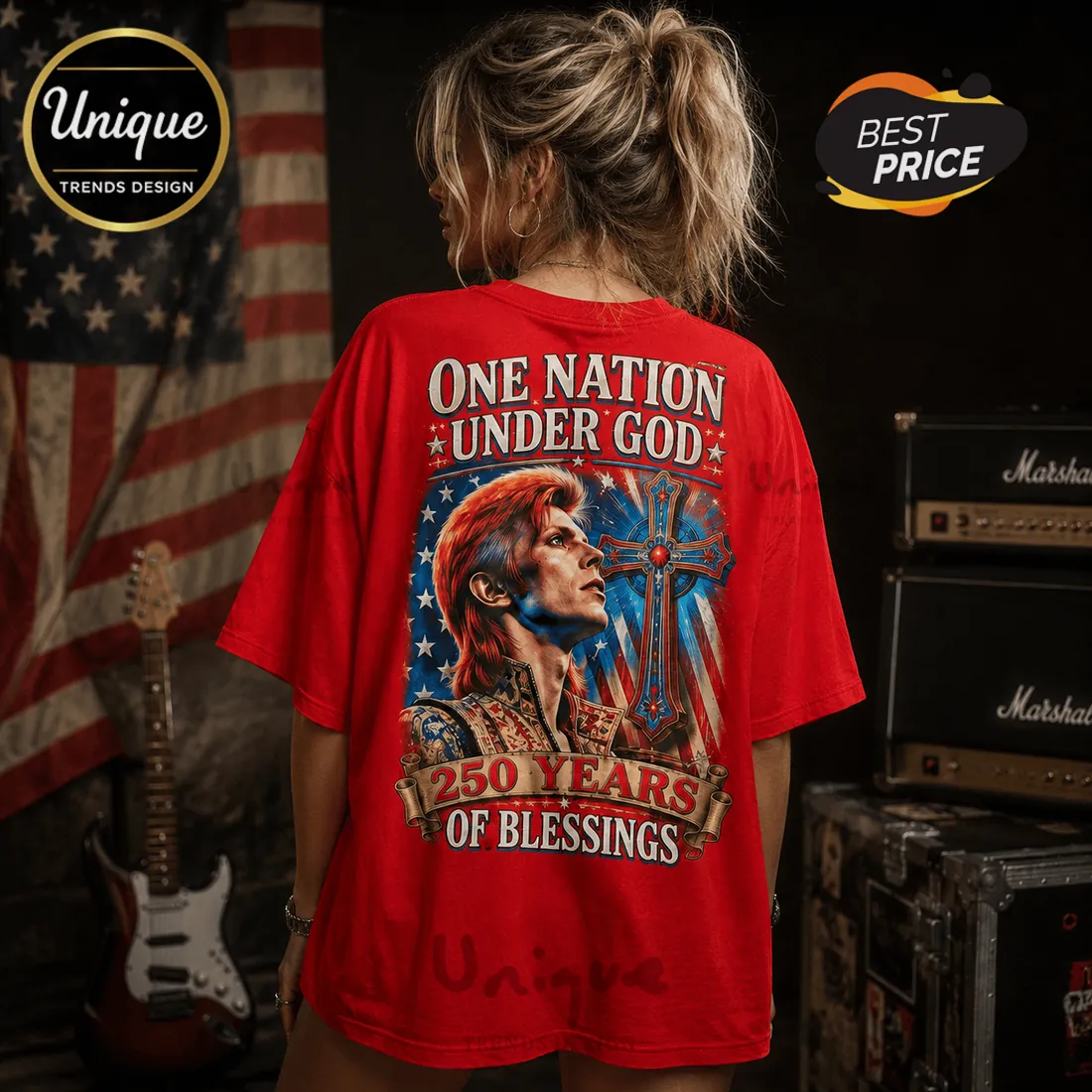 David Bowie One Nation Under God Vintage Red T-Shirt David Bowie One Nation Under God Vintage Red T-Shirt