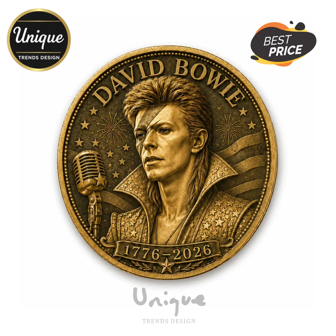 David Bowie Starman of Rock America 250th Anniversary Collectible Coin David Bowie Starman of Rock America 250th Anniversary Collectible Coin