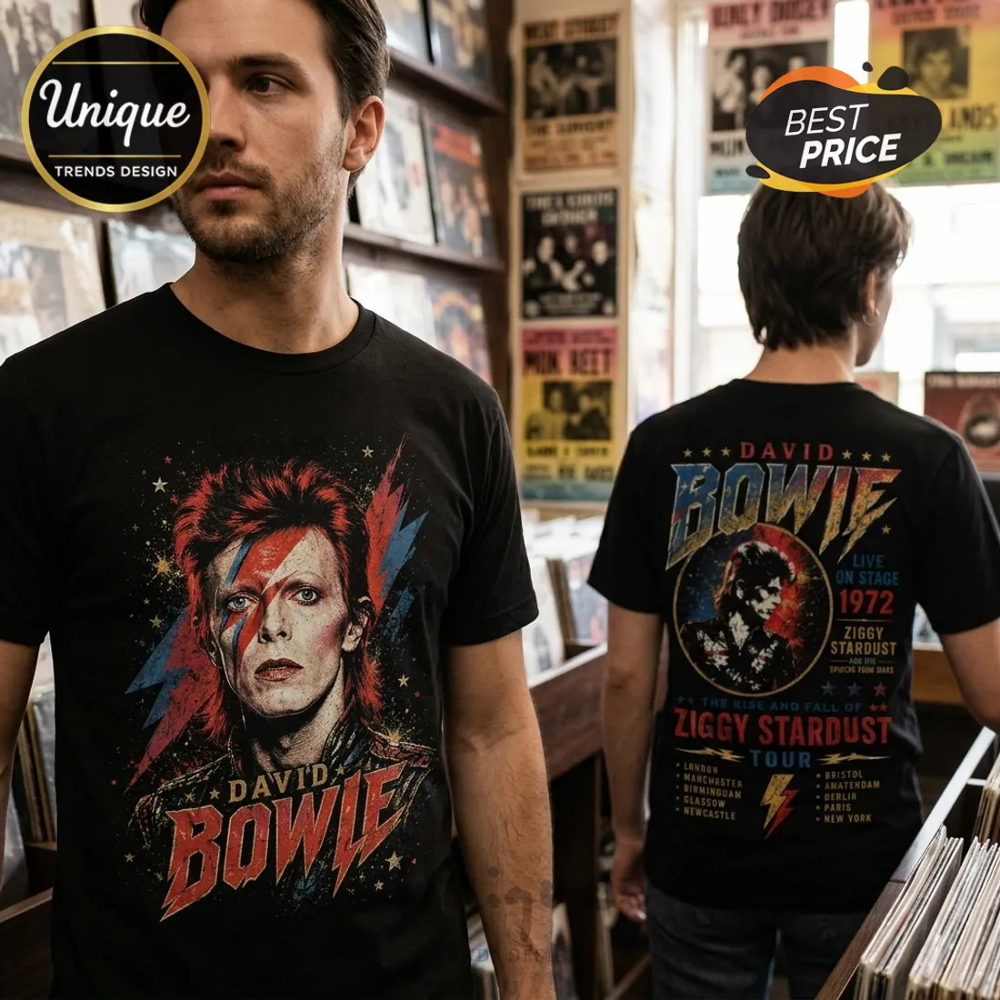 David Bowie Ziggy Stardust Live On Stage 1972 Anniversary T-Shirt David Bowie Ziggy Stardust Live On Stage 1972 Anniversary T-Shirt