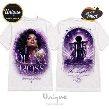 Diana Ross Purple Illustrated Portrait Tribute Retro T-Shirt