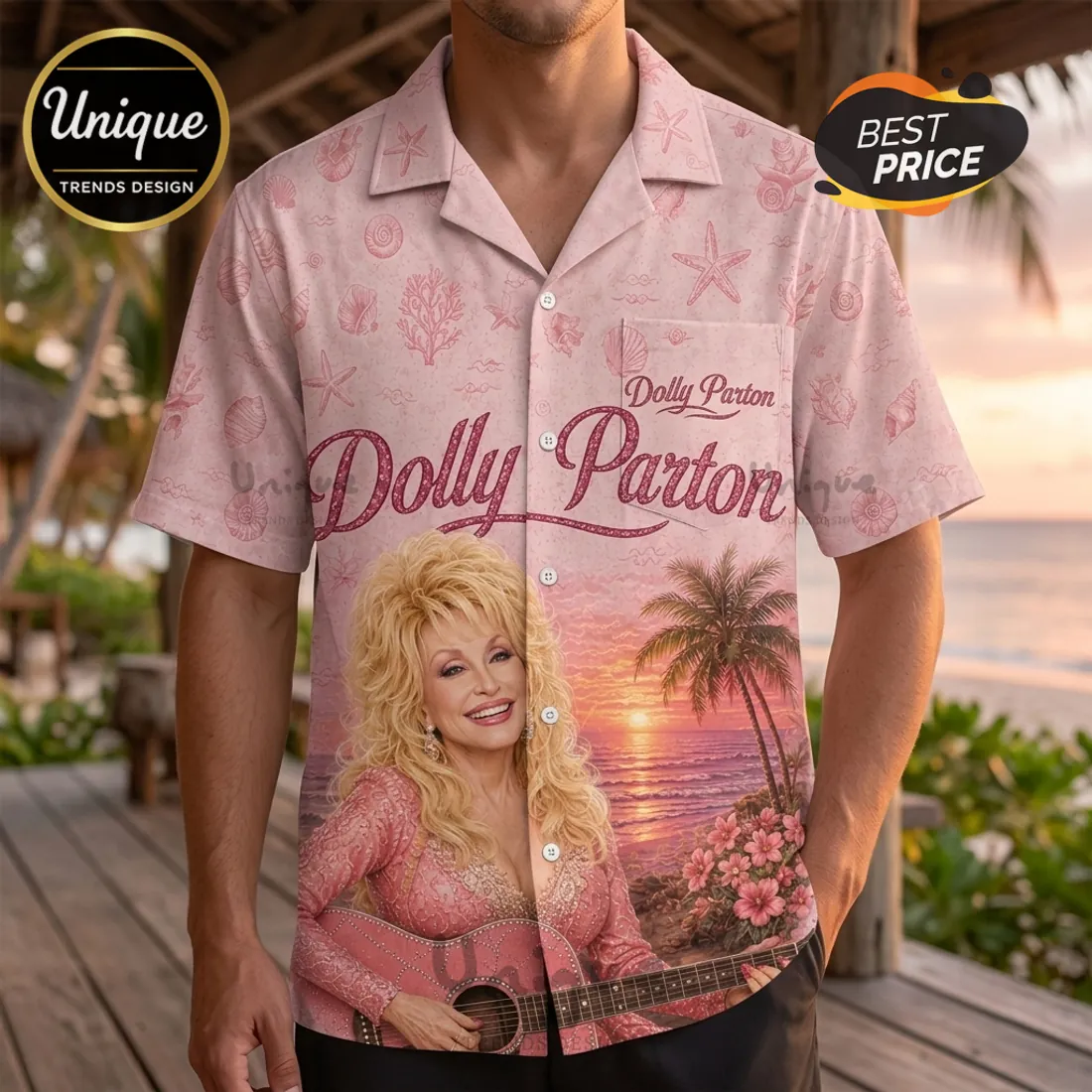 Dolly Parton Pink Classic Rock Hawaiian Shirt Dolly Parton Pink Classic Rock Hawaiian Shirt