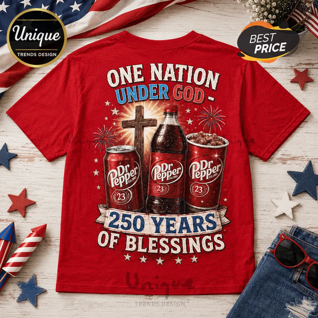 Dr Pepper Premium Drip 250 Years Red T-Shirt Dr Pepper Premium Drip 250 Years Red T-Shirt