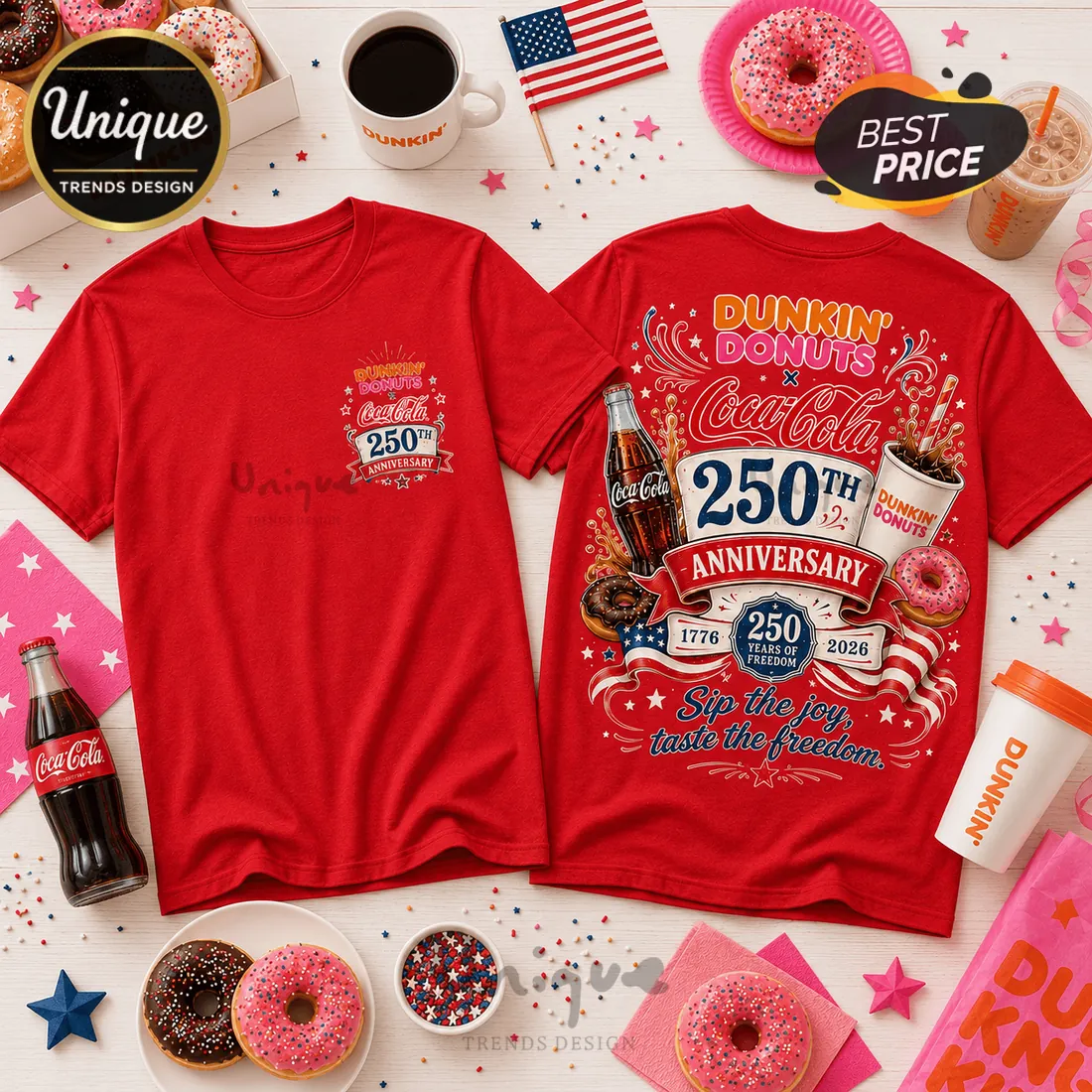 Dunkin Donuts x Coca Cola 250th Anniversary Limited Edition T-Shirt Dunkin Donuts x Coca Cola 250th Anniversary Limited Edition T-Shirt