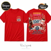 Red cotton crewneck t-shirt featuring front and back graphic designs for a Dunkin Donuts and Coca-Cola 250th anniversary.!
