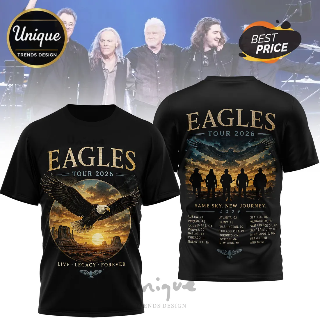 Eagles Tour 2026 Same Sky New Journey Live Legacy Forever T-Shirt Eagles Tour 2026 Same Sky New Journey Live Legacy Forever T-Shirt