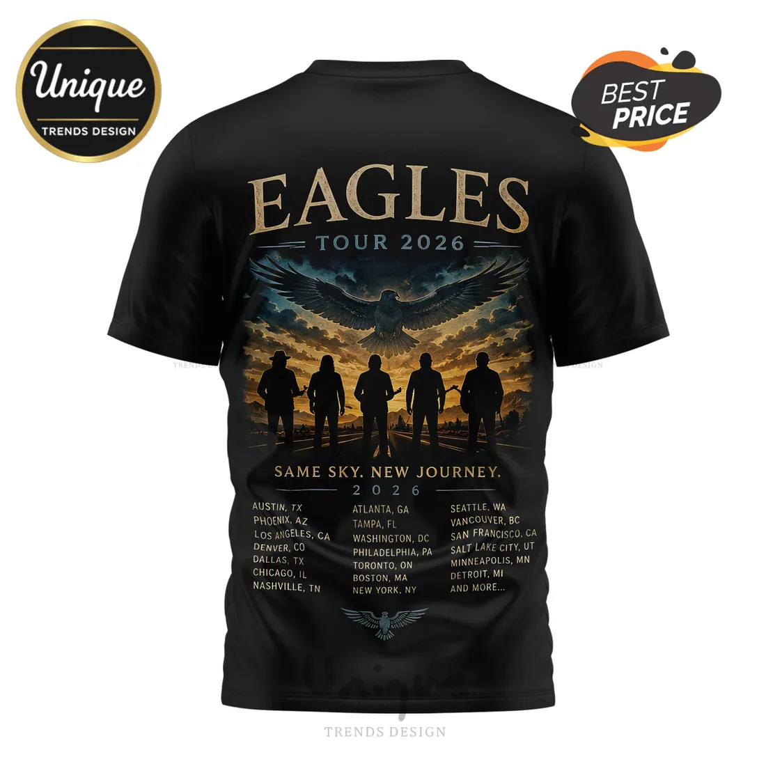 Eagles Tour 2026 Same Sky New Journey Live Legacy Forever T-Shirt Eagles Tour 2026 Same Sky New Journey Live Legacy Forever T-Shirt