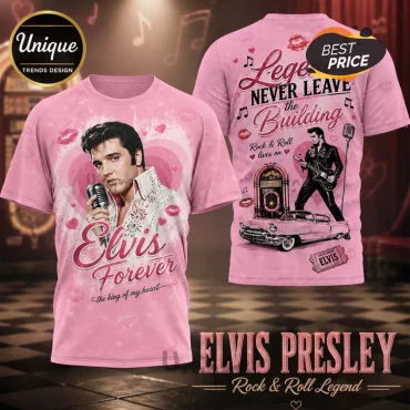 Elvis Presley Rock and Roll Legend Pink Vintage Collectible Graphic T-Shirt