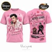 Elvis Presley Rock and Roll Legend Pink Vintage Collectible Graphic T-Shirt