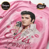 Elvis Presley Rock and Roll Legend Pink Vintage Collectible Graphic T-Shirt