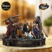 Final Fantasy X 25th anniversary resin statue featuring characters Auron, Lulu, Wakka, Tidus, Rikku, Yuna, and Kimahri.!
