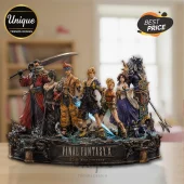 Final Fantasy X 25th anniversary resin statue featuring Tidus, Yuna, Auron, and party members on a water-themed base.!